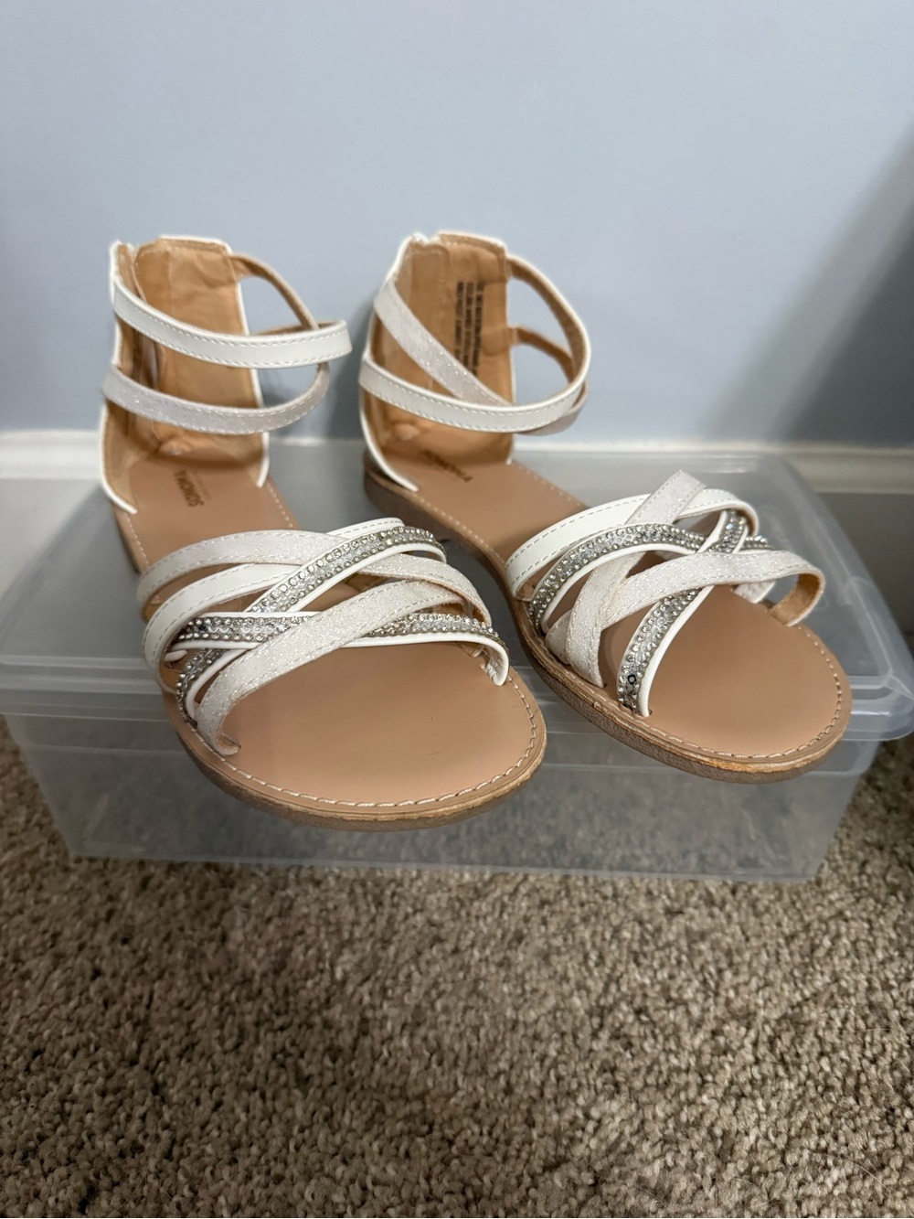 Sonoma White Girls Rhinestone Strappy Sandals